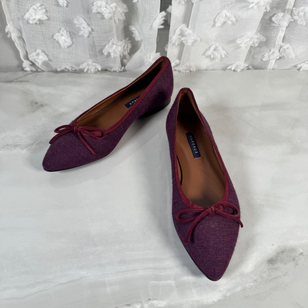 Margaux The Pointe Ballet Flat Purple Fabric Leather Sole Handmade Quiet Luxury